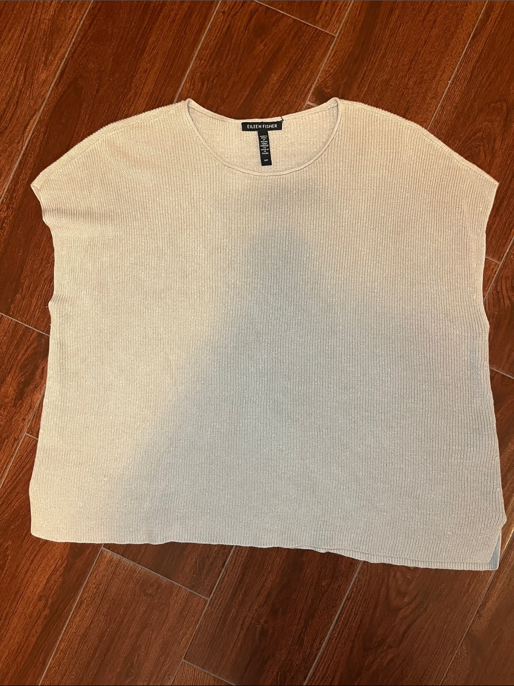 Eileen Fisher Cream Ribbed Knit Boxy Shell